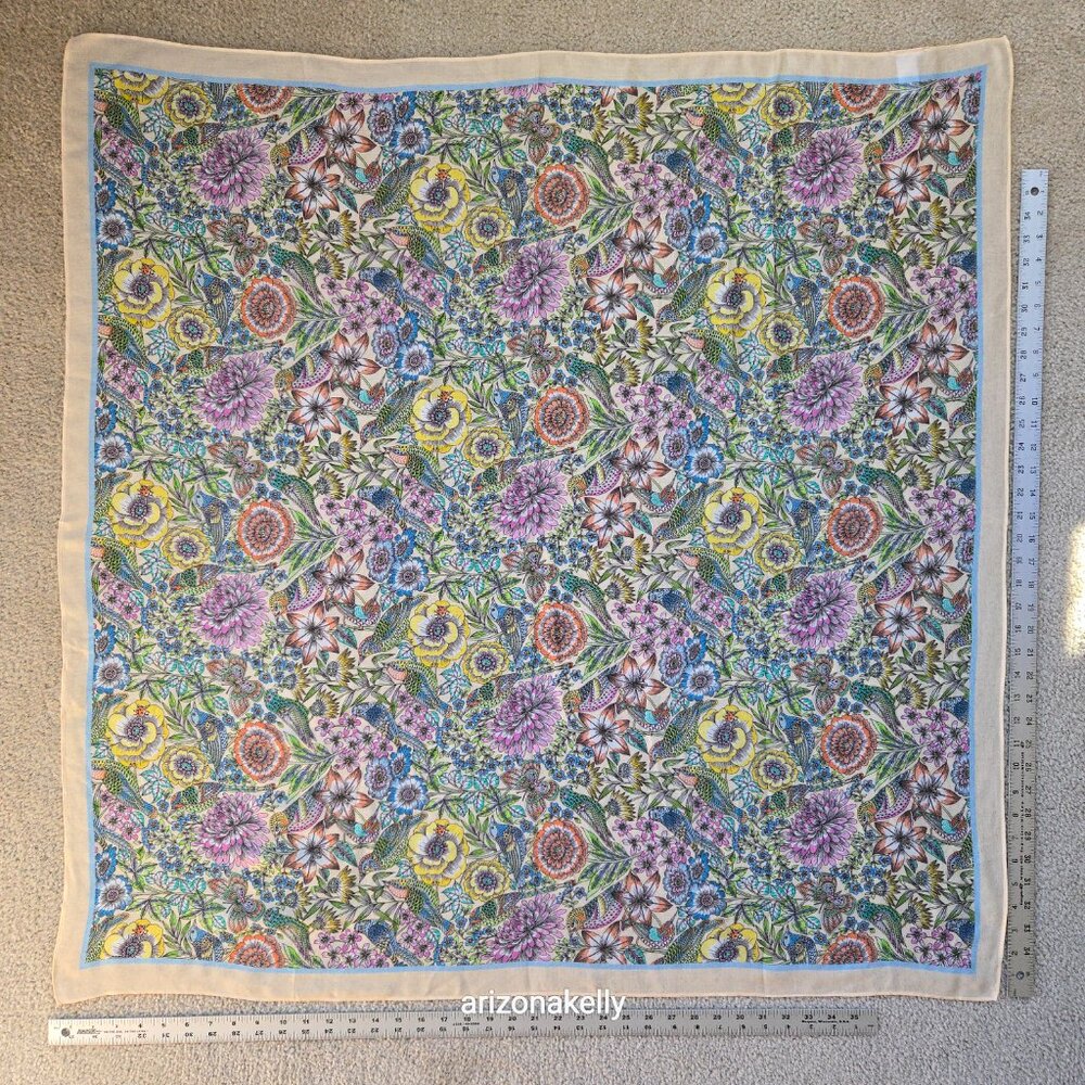 NWOT J. Jill Birds and Flowers Square Scarf - Picture 9 of 12